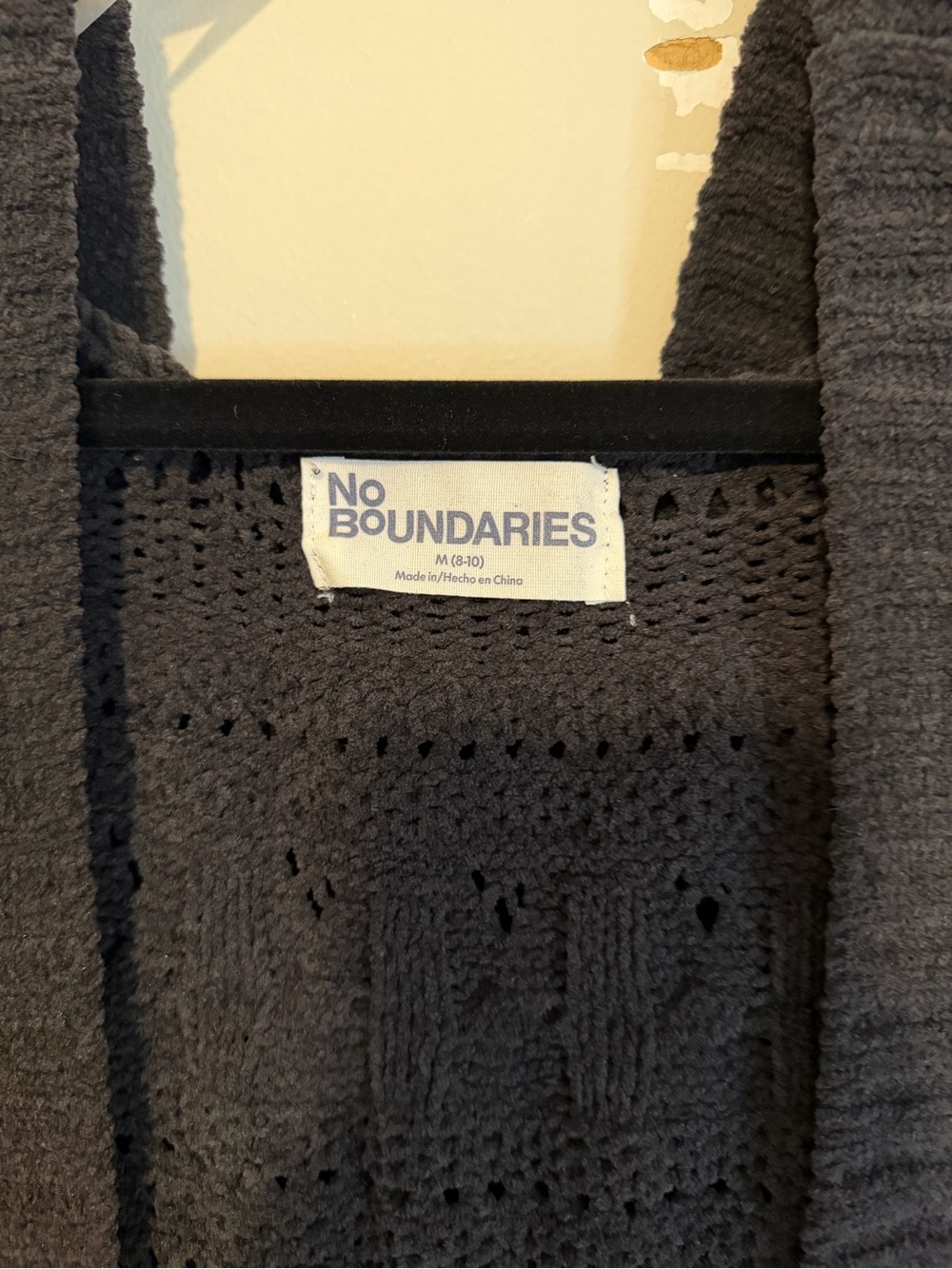 No Boundaries Black Open Front Knit Cardigan Sweater - Picture 3 of 3